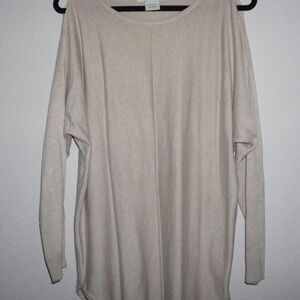 99 Jane Street- cream rayon & polyester long sleeve‎ top with shoulder cut out